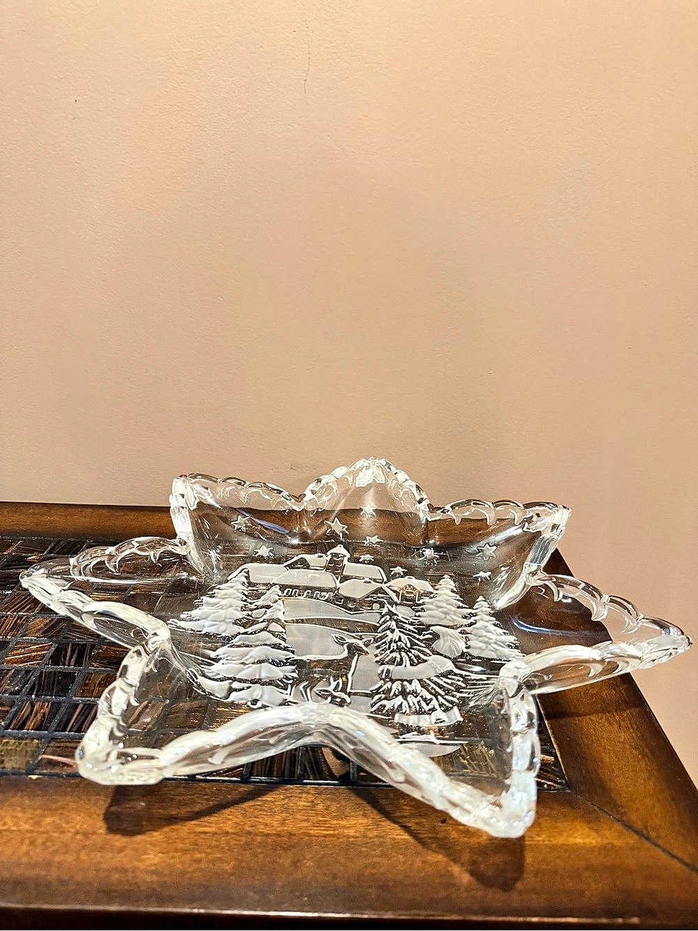 Mikasa Christmas Carol Star Server Clear Glass Serving Dish
